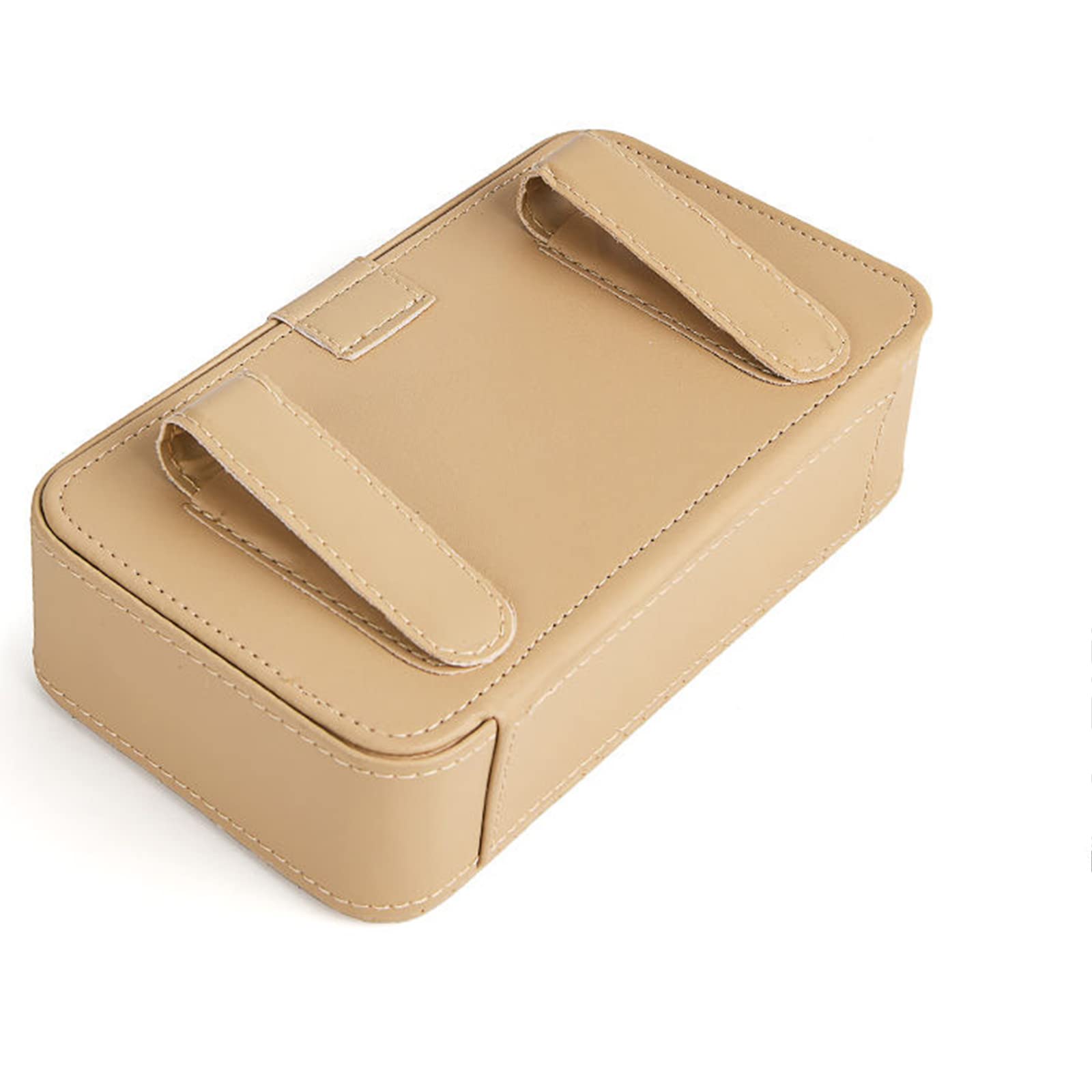 Premium Leather Beige Car Visor Tissue Box Holder - Universal Hanging Napkin Organizer for Men & Women - Perfect for Road Trips, Commuting & Daily Car Use