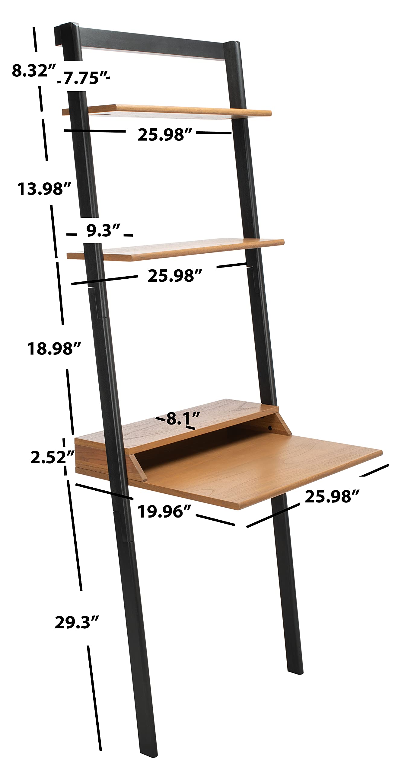 Safavieh Home Collection Pamella Black 2-Shelf Computer Desk - Modern Office Writing Table with Storage, Leaning Workstation DSK9400C in Natural/Charcoal - Perfect for Home Office, Study Room & Small Spaces