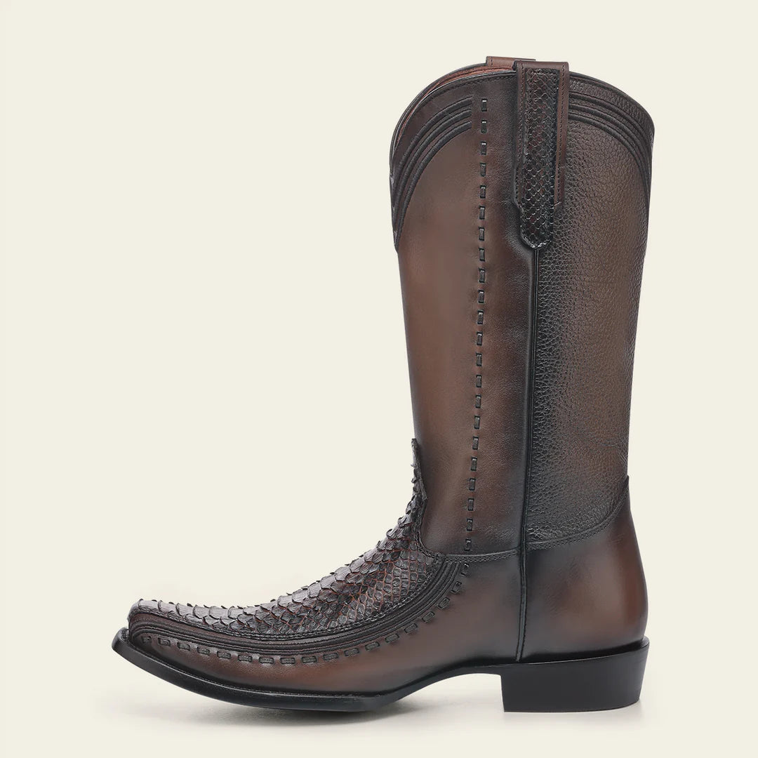 Cuadra Honey Dress Cowboy Python Skin Boots for Men - Western Style Leather Boots for Rodeo, Country Music & Cowboy Fashion