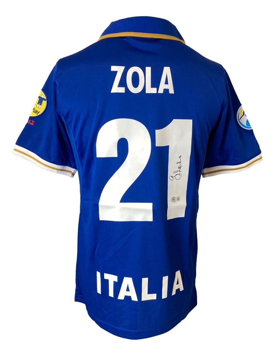 Gianfranco Zola Autographed Italy National Team Nike Football Jersey - Authentic Signed Soccer Shirt for Collectors & Fans | Perfect for Memorabilia Displays, Sports Gifts & Fan Collections