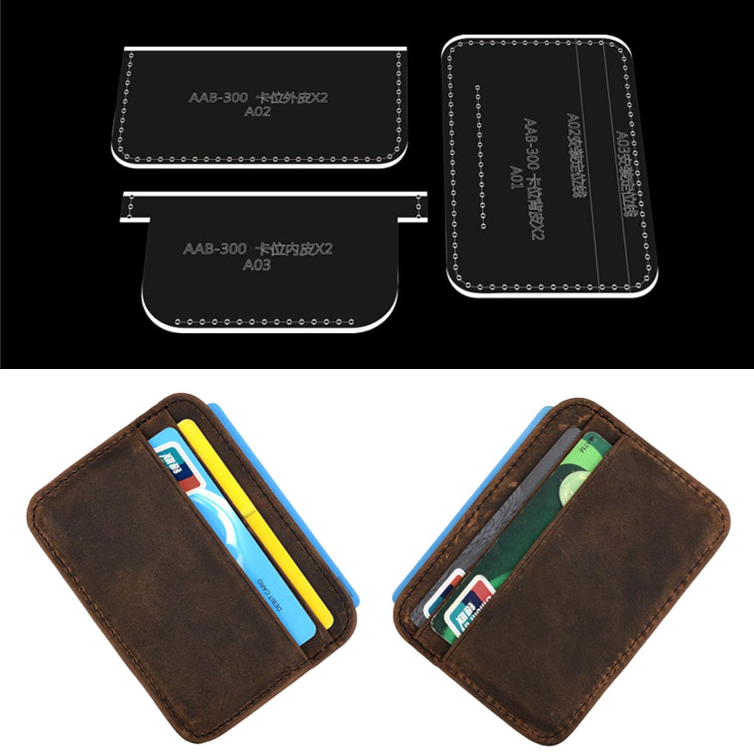 RIVEENY Acrylic Leather Wallet Template - Coin Purse & Leather Craft Pattern for DIY Wallet Making - Perfect for Leatherworking, Crafting, and Handmade Accessories