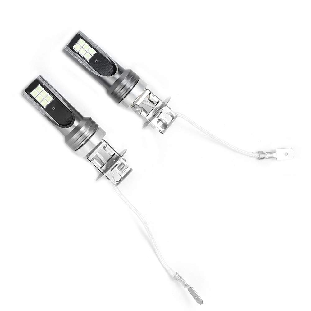 Yuecoom H3 LED Fog Light Bulbs - 2PCS 3030-12LED 24W 6000K White 1000LM for Car Headlight Replacement - Perfect for Night Driving & Bad Weather Conditions