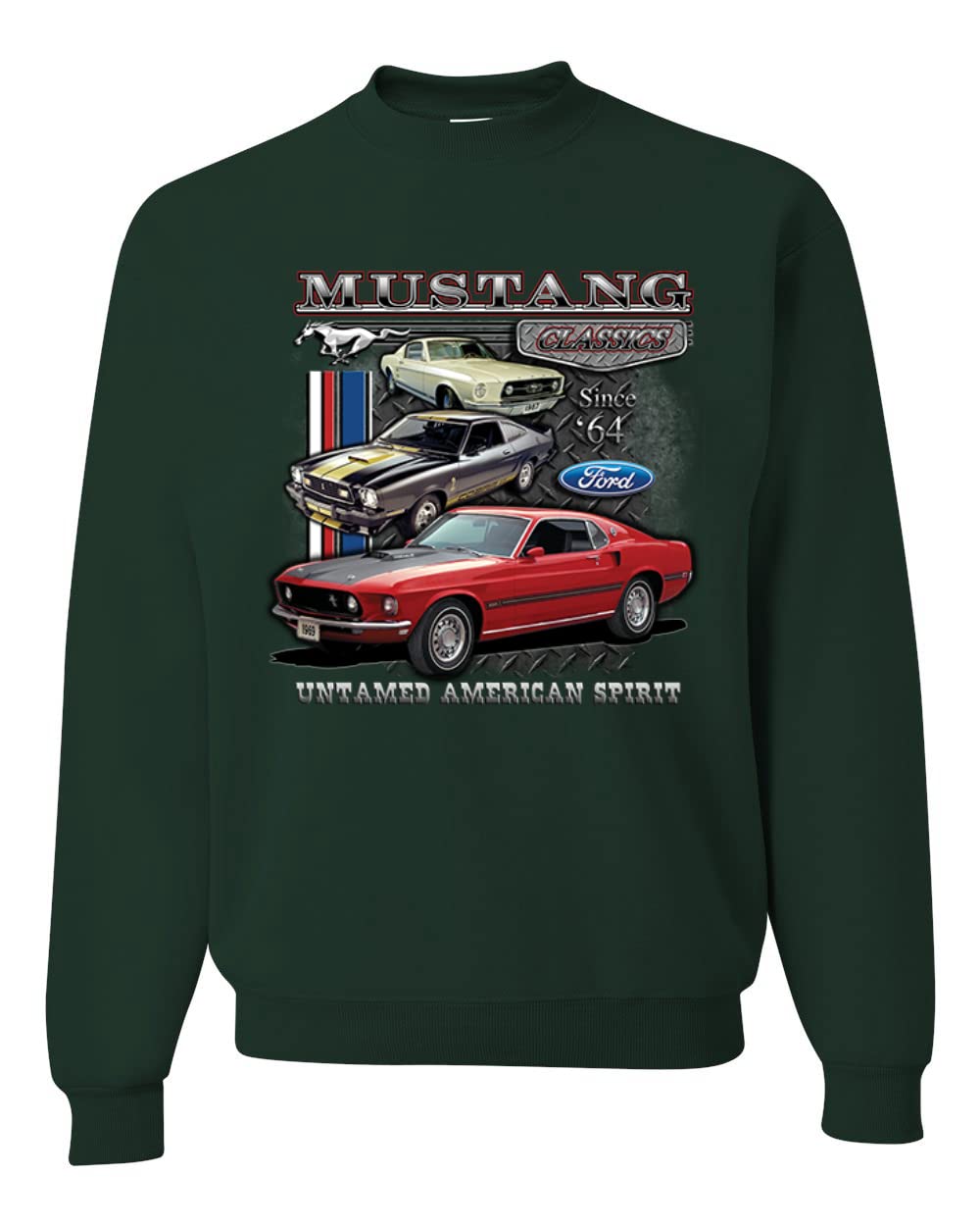 Wild Bobby Ford Mustang Classic Graphic Sweatshirt - Vintage American Muscle Car Design Unisex Crewneck Pullover | Perfect for Car Enthusiasts & Casual Streetwear