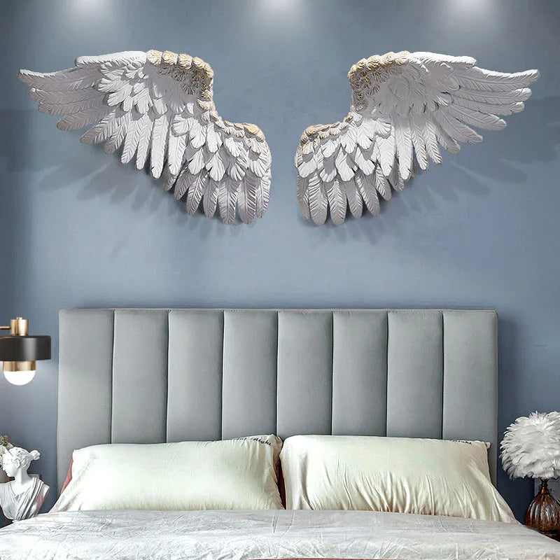 Angel Wings Wall Hanging Art Decor - Handmade Bohemian Home Decor for Living Room, Bedroom & Nursery - Perfect for Boho Chic, Farmhouse & Spiritual Spaces