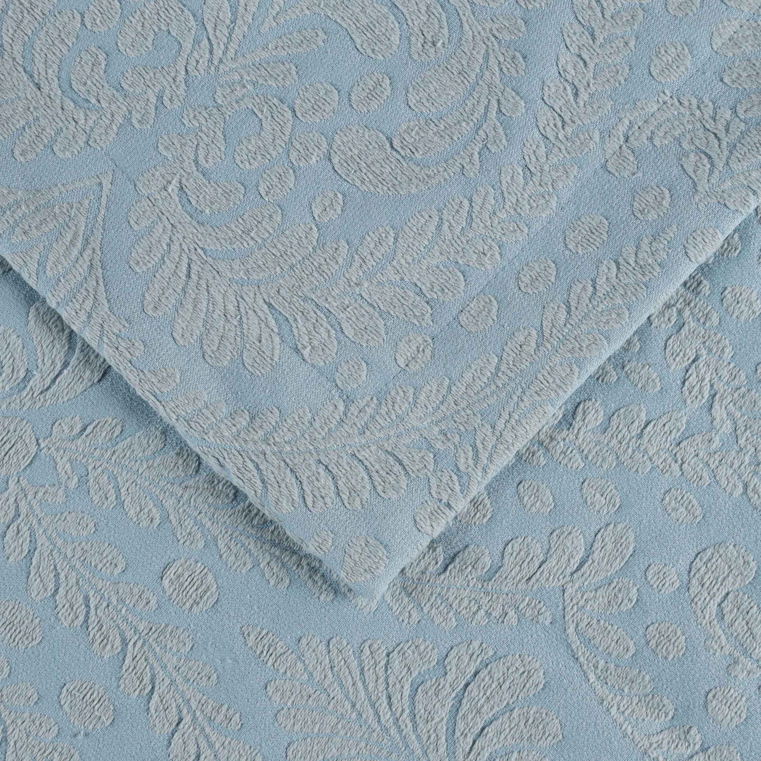 Premium Aspen Cotton Blend Jacquard Woven Floral Bedspread Set with Scalloped Edges - Queen Size Luxury Bedding for Master Bedroom & Guest Room Decor