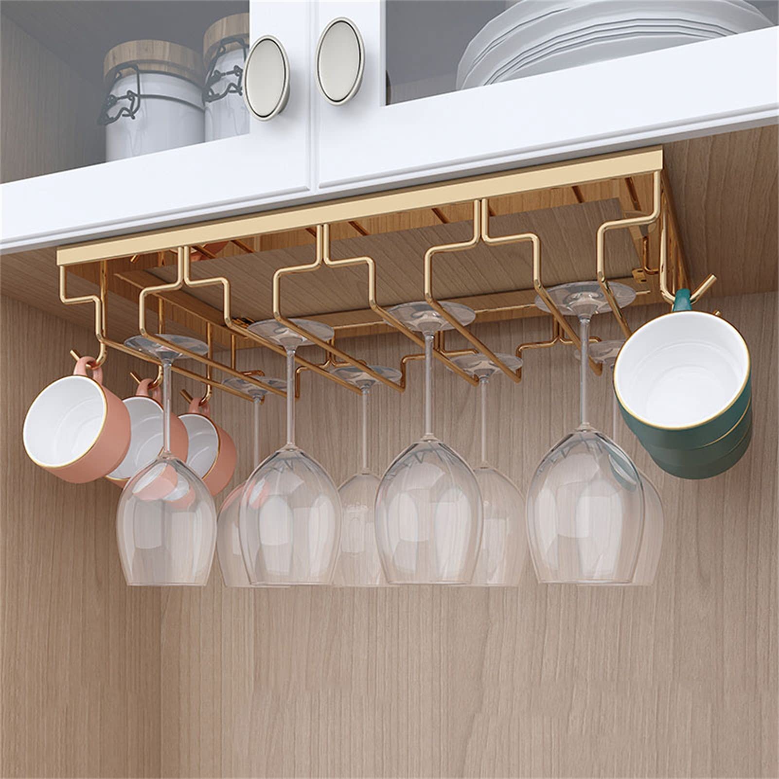 Stainless Steel Under Cabinet Wine Glass Rack - Wall Mounted Stemware Holder for Kitchen & Bar Storage - Perfect for Organizing Wine Glasses, Cups & Decor - Ideal for Home, Restaurant & Wine Cellar Display