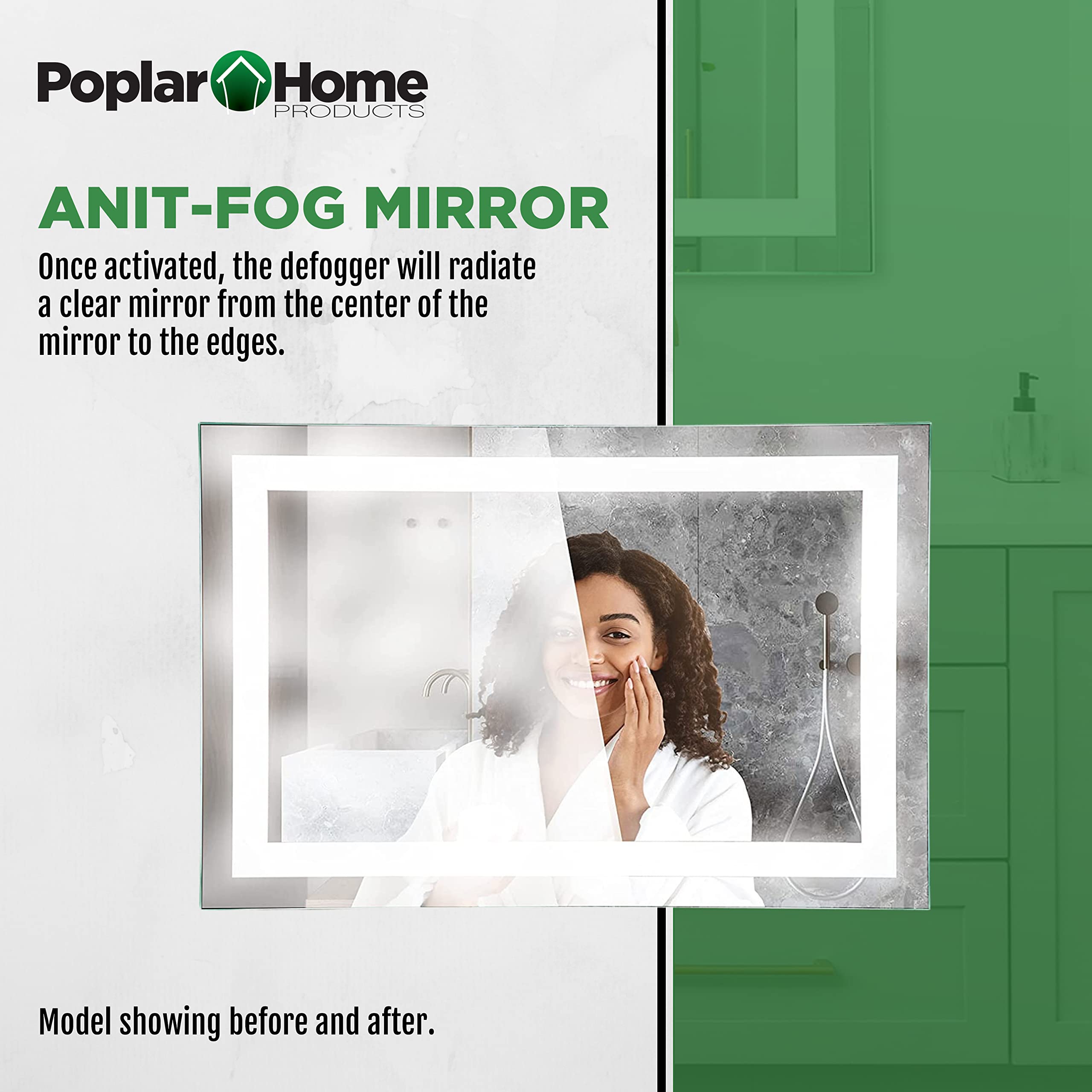 36x24 Inch LED Bathroom Vanity Mirror - Dimmable Anti-Fog Wall Mounted Mirror with Modern Frameless Design for Makeup, Shaving & Home Decor