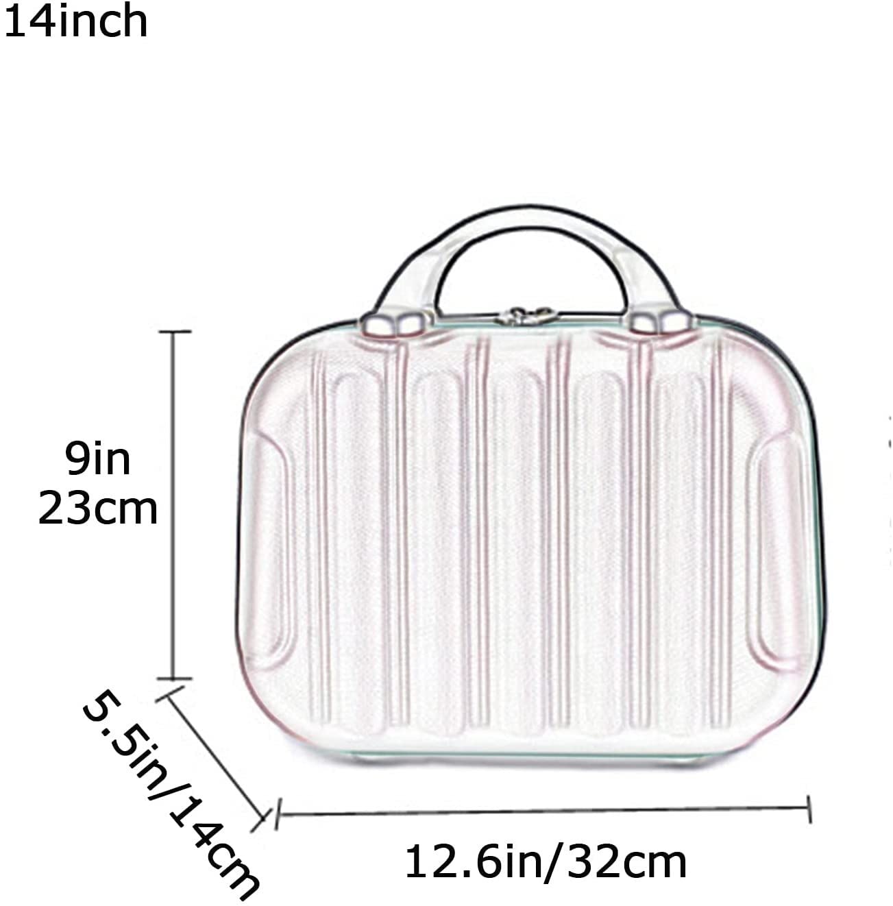 14/16 Inch Pink Hard Shell Travel Makeup Case - Waterproof Cosmetic Organizer for Brushes, Toiletries & Digital Accessories | Portable Artist Storage Bag (32x14x23cm) | Perfect for Travel, Salon Professionals & Makeup Artists
