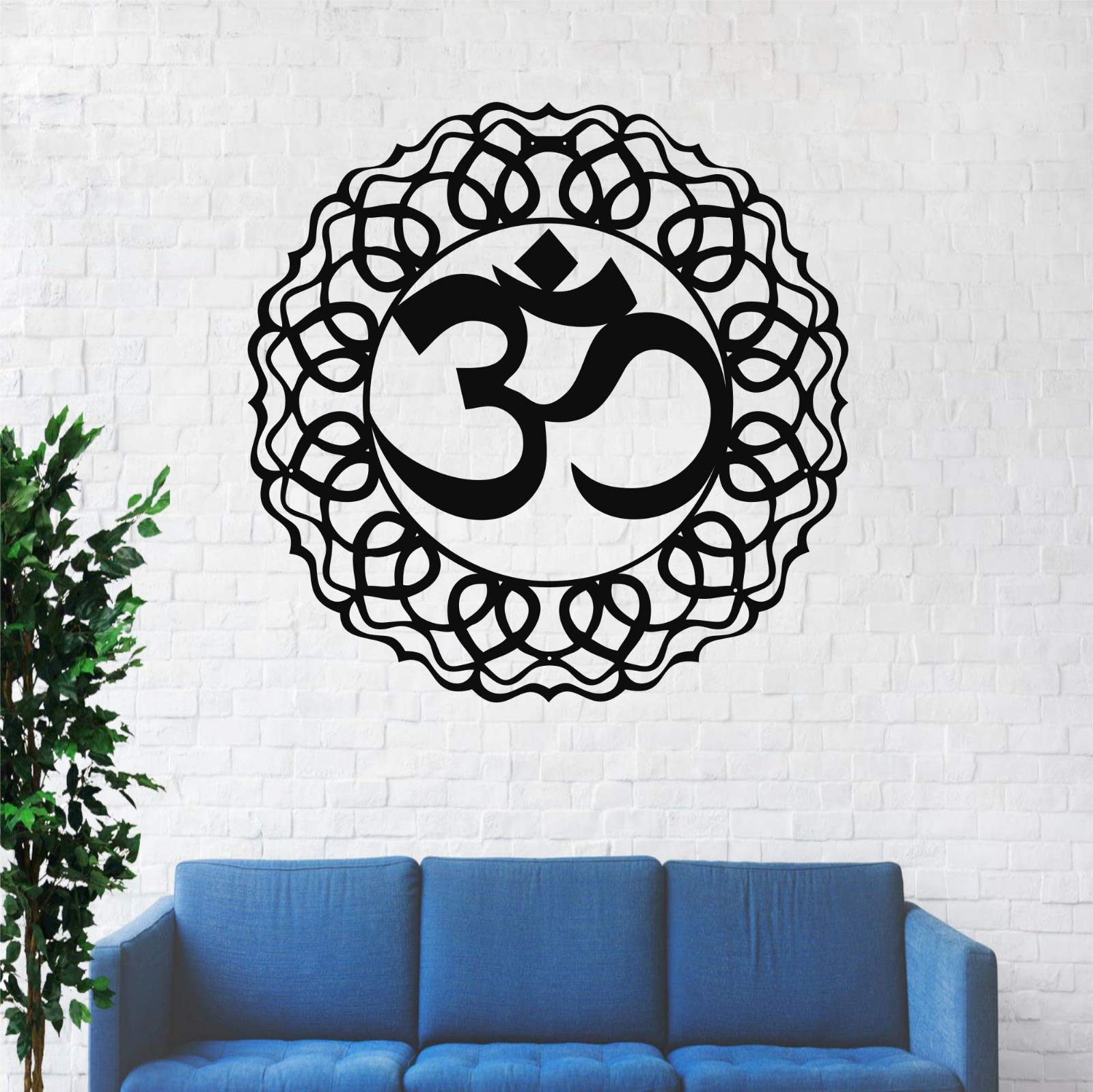 DEKADRON Metal Wall Art - Handcrafted Aum Symbol & Mandala Decor for Yoga Studio, Home & Meditation Space - Black Metal Om Wall Hanging (28