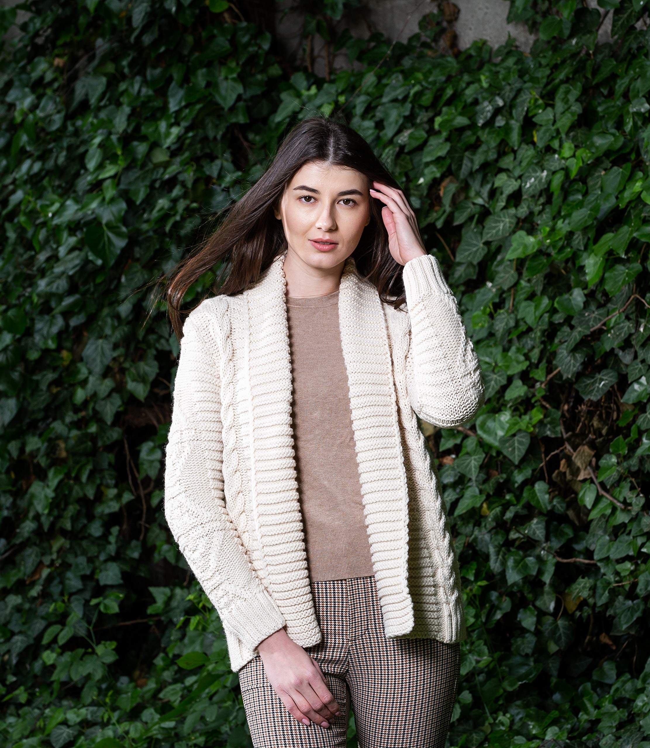 SAOL Women's Open Front Soft Merino Wool Blend Knit Cardigan Sweater - Cozy Fall & Winter Layering for Office, Casual Outfits and Lounge Wear