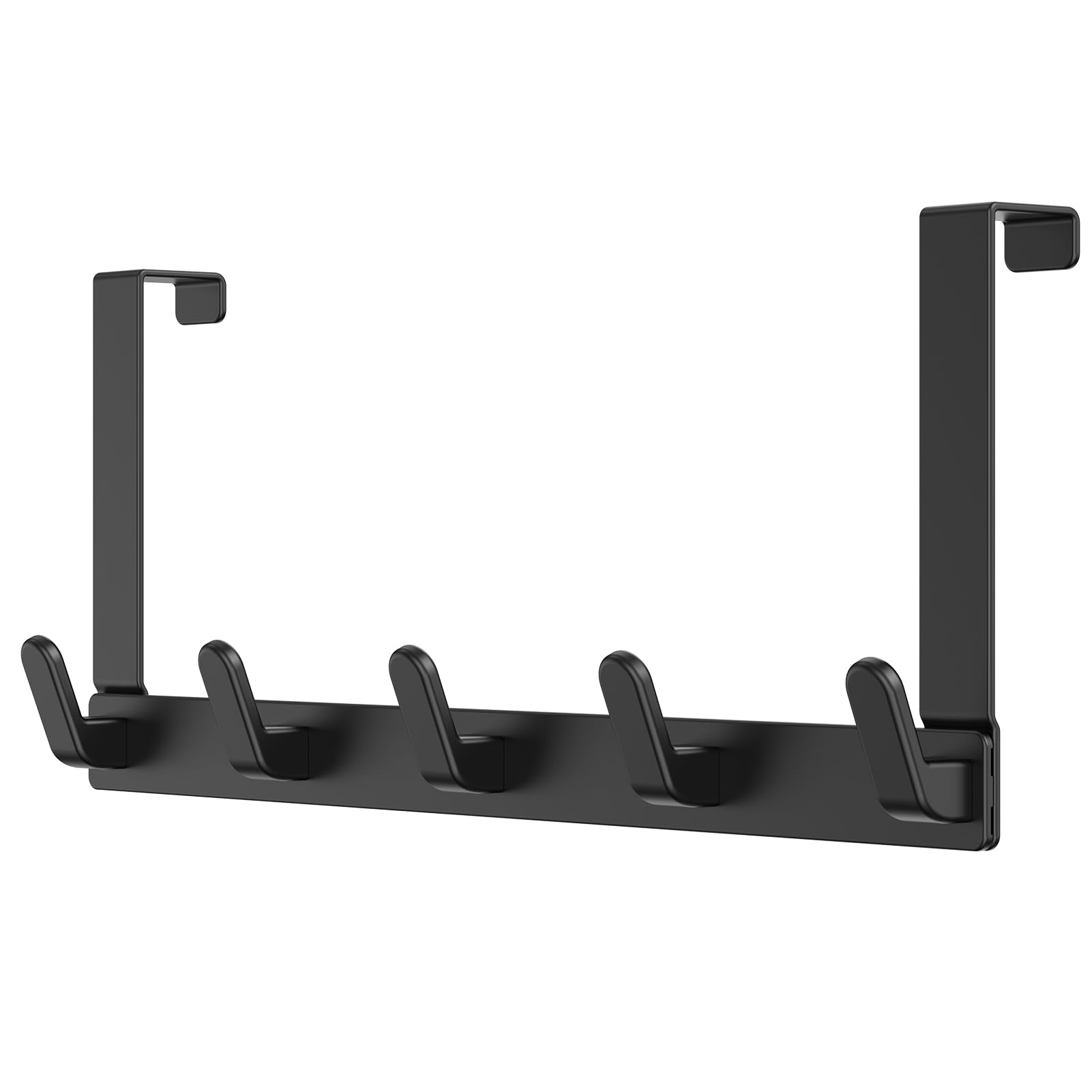 Over The Door Hooks Hanger - 2 Pack with Extended Brackets for Easy Installation - Matte Black Bathroom Towel Rack Organizer - Perfect for Bathroom, Bedroom, and Closet Storage Organization