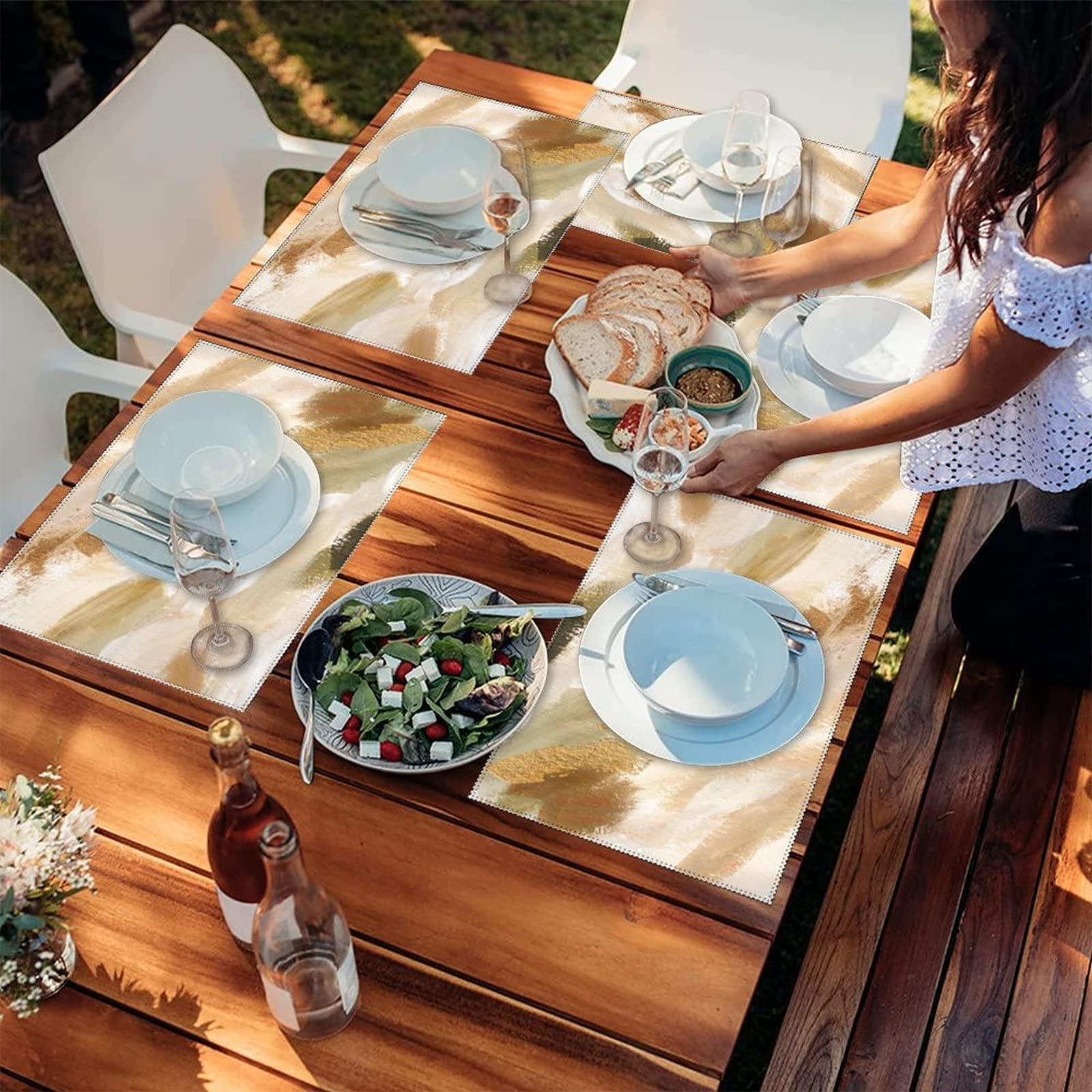 Modern Abstract Boho Place Mats Set - Heat & Scratch Resistant Table Mats for Kitchen, Dining Room, Patio - Stylish Tabletop Decor for Indoor & Outdoor Dining