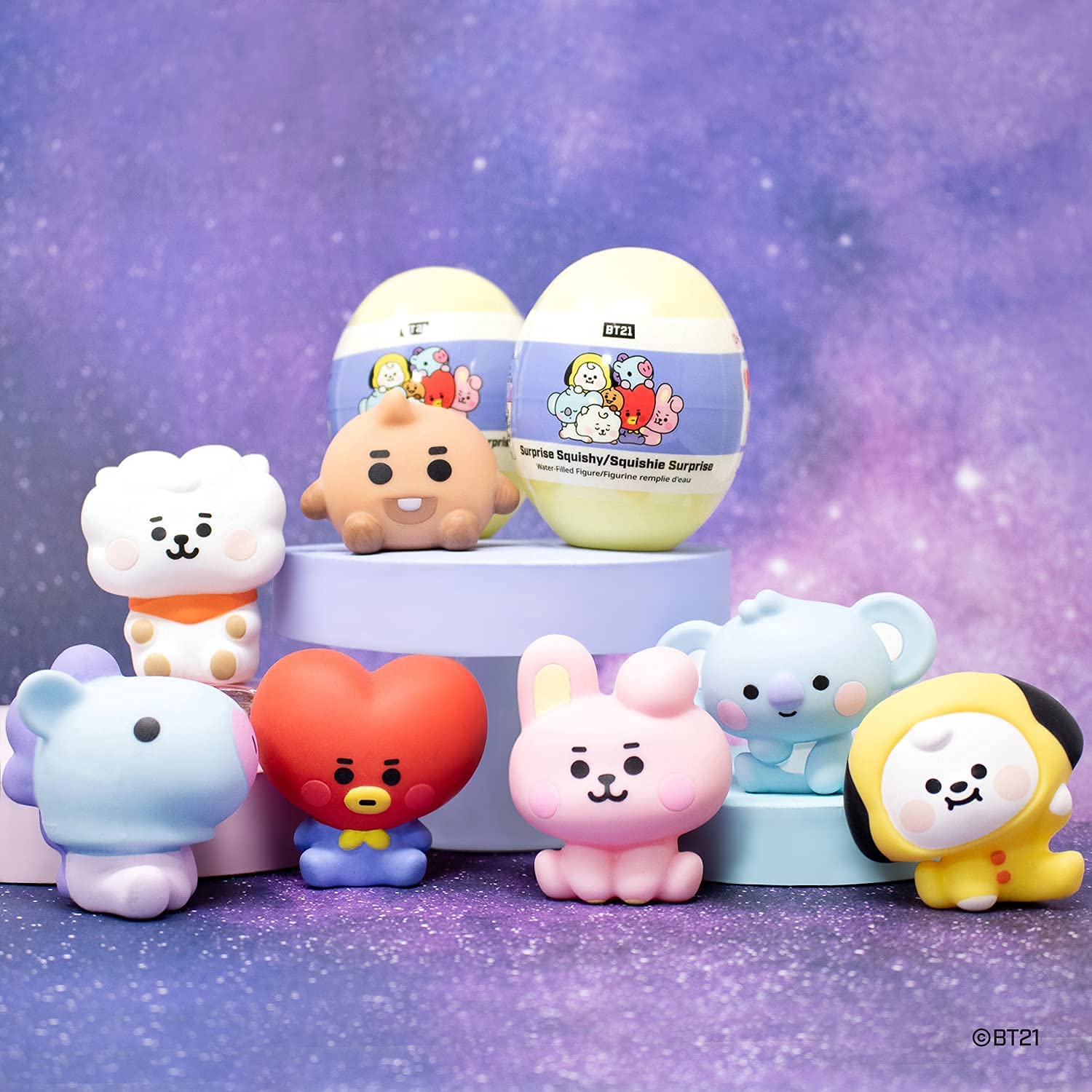 BT21 Collectible Squishy Keychain (RJ) & Water-Filled Surprise Capsule Toy - Cute LINE Friends Character for Kids, Fans, and Collectors - Perfect for Backpacks, Gifts, and Stress Relief