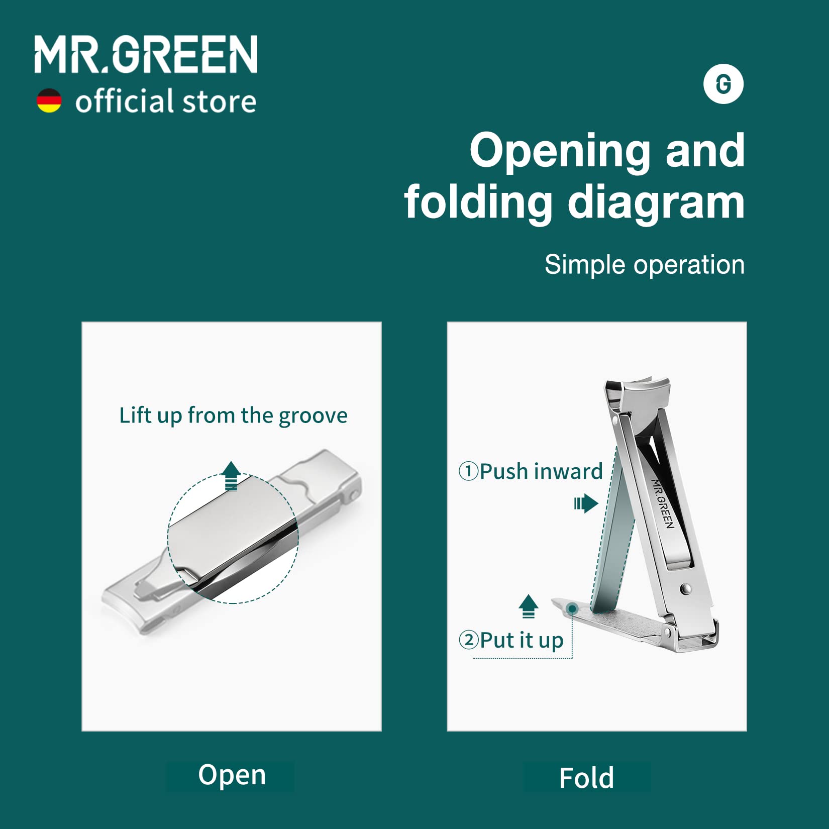 MR.GREEN Collapsible Nail Clippers - Compact Stainless Steel Travel Nail Scissors with Nail File | Portable Manicure Tools for Home, Travel & Gym | Eco-Friendly Packaging