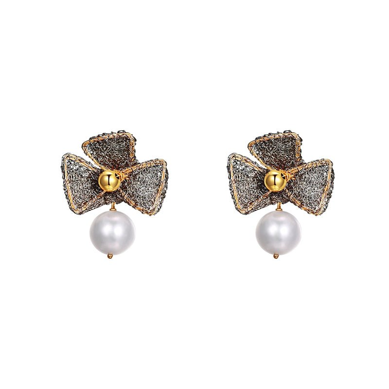 COCOKIM Cicada Wing Series Metallic Lace Triple Leaf Dangle Earrings for Women - Elegant Boho Jewelry for Party, Wedding & Special Occasions