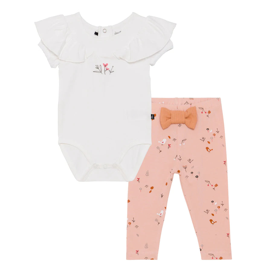 Deux Par Deux White and Pink Baby Bodysuit Set - Soft Cotton Onesie for Newborns & Infants - Perfect for Everyday Wear, Photo Shoots & Gifting