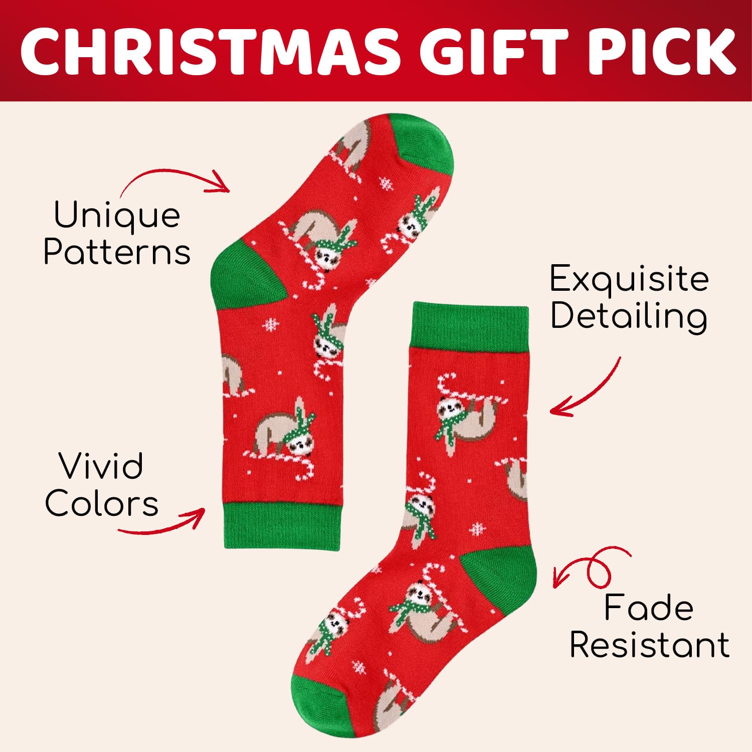 HappyPop Christmas Stocking Socks for Kids - Festive Holiday Socks for Boys & Girls with Greeting Card - Perfect for Xmas Gifts, Stocking Stuffers & Holiday Parties