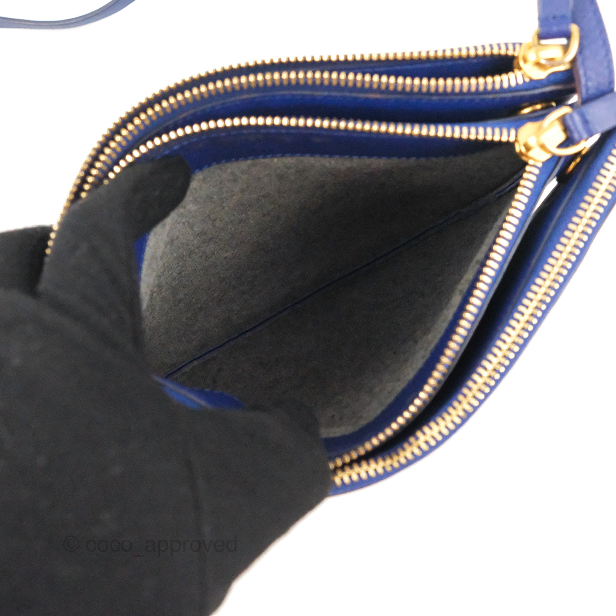 Celine Small Trio Crossbody Bag in Dark Blue Lambskin Leather with Gold Hardware - Perfect for Everyday Use, Travel & Date Nights
