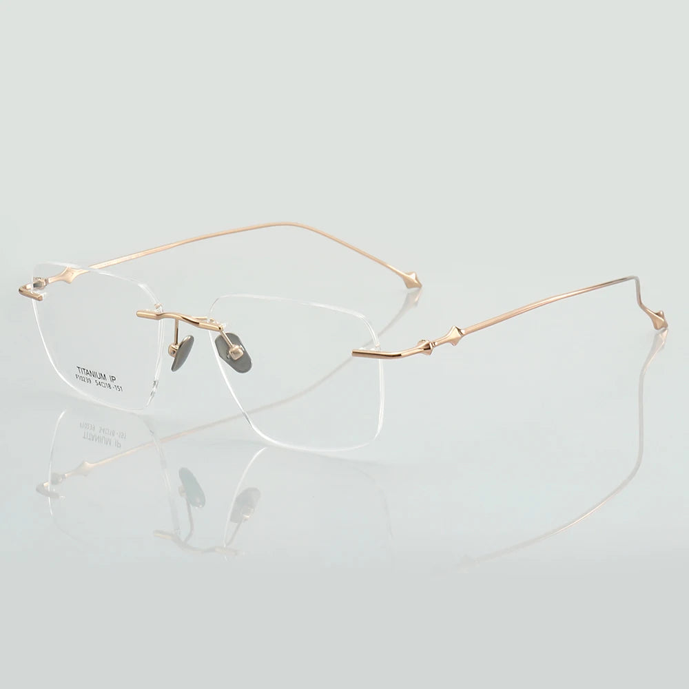 Aror Unisex Rimless Square Titanium Eyeglasses 14239 - Lightweight Durable Frame for Men & Women - Perfect for Reading, Work & Everyday Use