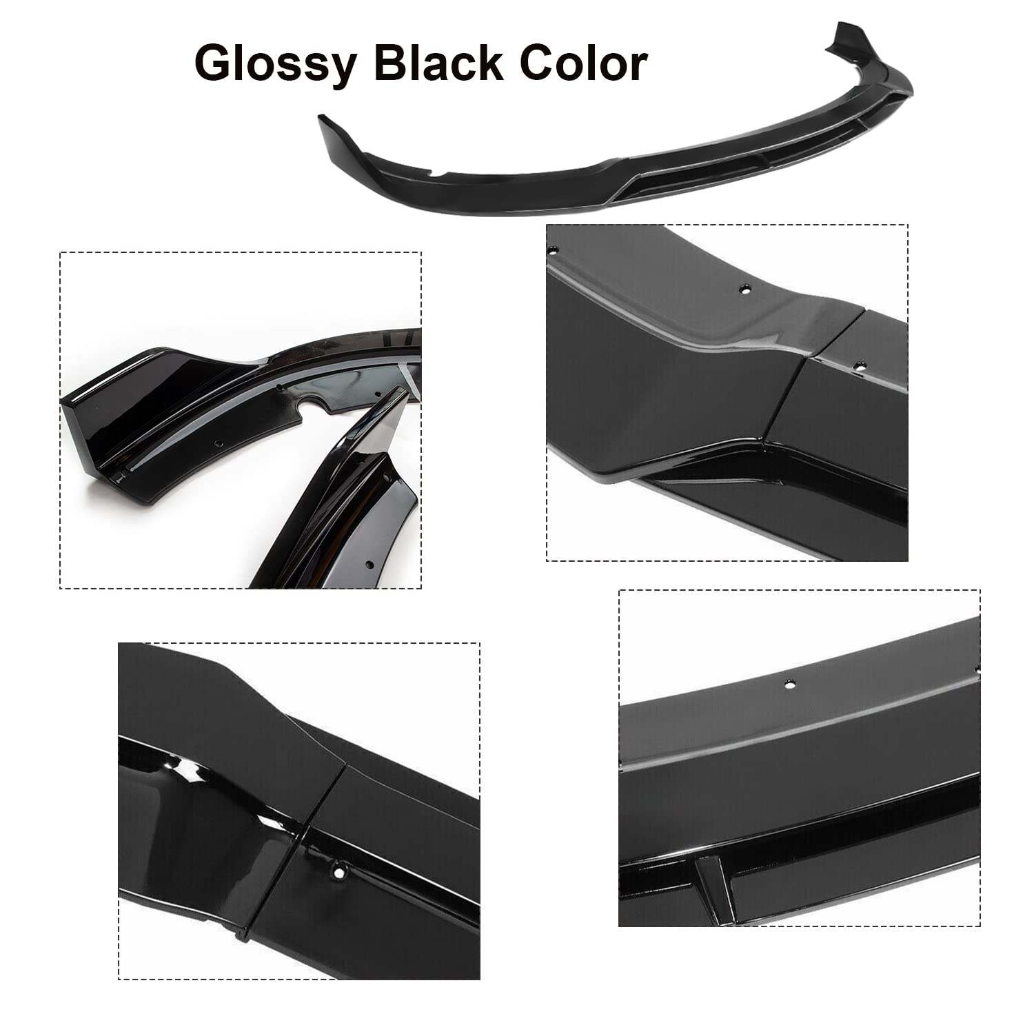 4 PCS Front Bumper Lip Spoiler Splitter for Dodge Charger SRT 2015-2021 - Glossy Black Car Body Kit - Enhance Style & Aerodynamics for Street Racing & Car Shows