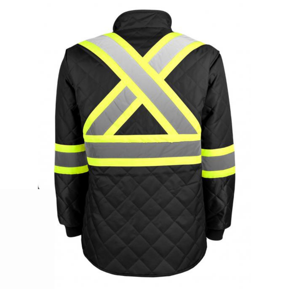 Terra Hi-Vis Lined Freezer Work Jacket 116505 - Black | Reflective Safety Jacket for Cold Storage & Warehouse Workers