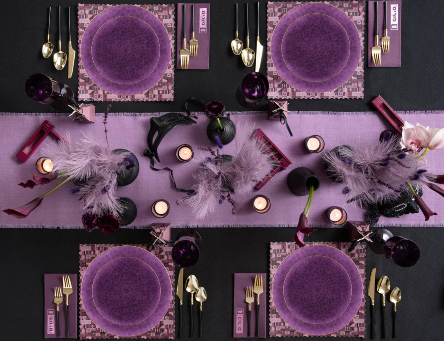 Purple and Gold Disposable Plastic Party Tableware Set - 30-Piece Organic Hammered Design for Birthday, Wedding & Holiday Celebrations - Elegant Dinnerware for Festive Gatherings
