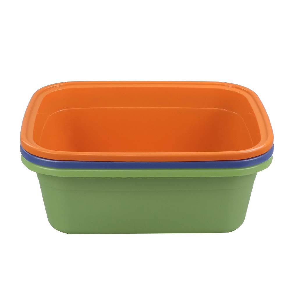 **18 Quart Large Plastic Dish Pans - Set of 3, Heavy-Duty Wash Basin for Kitchen, Bathroom, Laundry & Camping | Durable & Multipurpose Storage Bin**