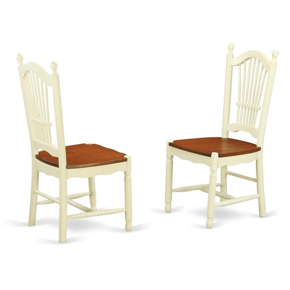 East West Furniture QUDO9-WHI-W 9-Piece Kitchen Dining Set - 40x78 Inch Rectangle Table with Butterfly Leaf & 8 Chairs, Buttermilk & Cherry Finish - Perfect for Family Meals, Dinner Parties & Small Space Dining Rooms