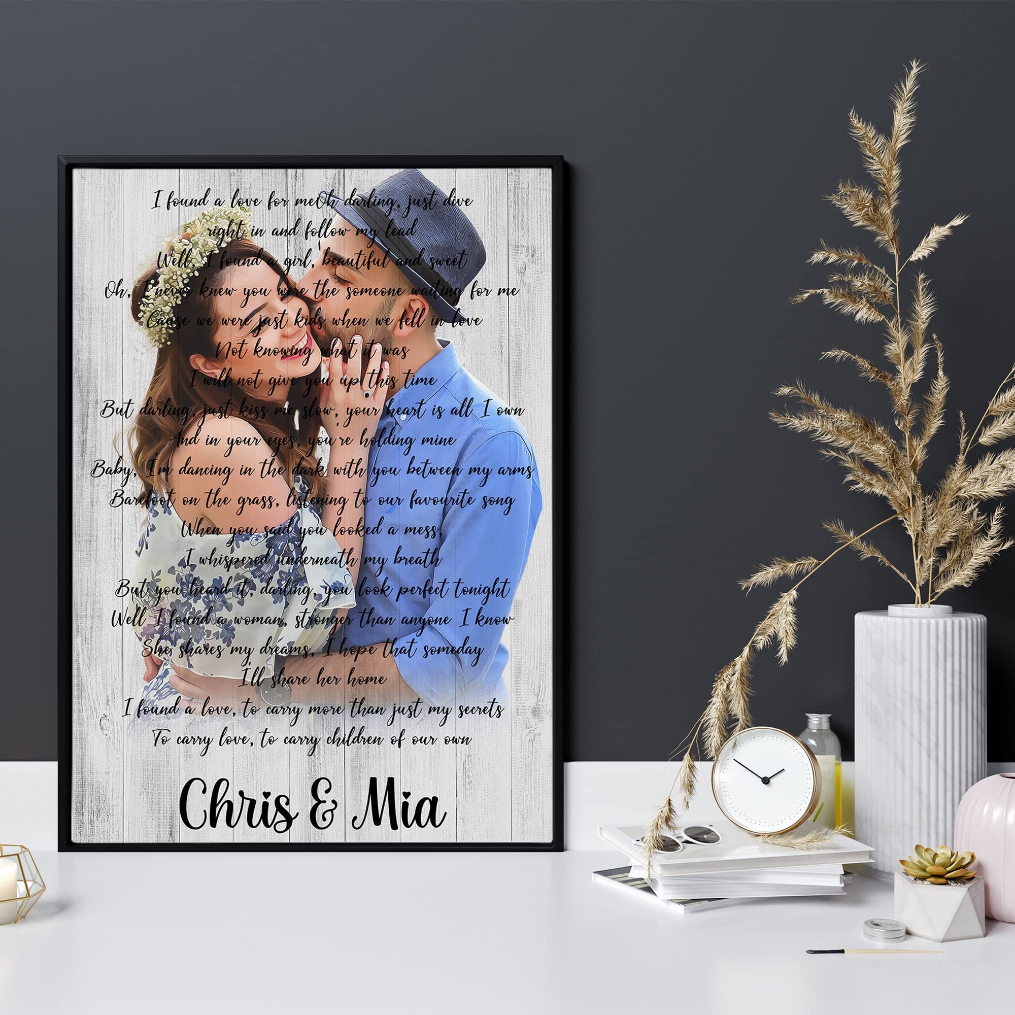 Custom First Dance Song Lyrics Portrait - Personalized Wedding Vows Sign, First Dance Lyrics Art, Wedding Illustration for Home Decor & Anniversary Gifts