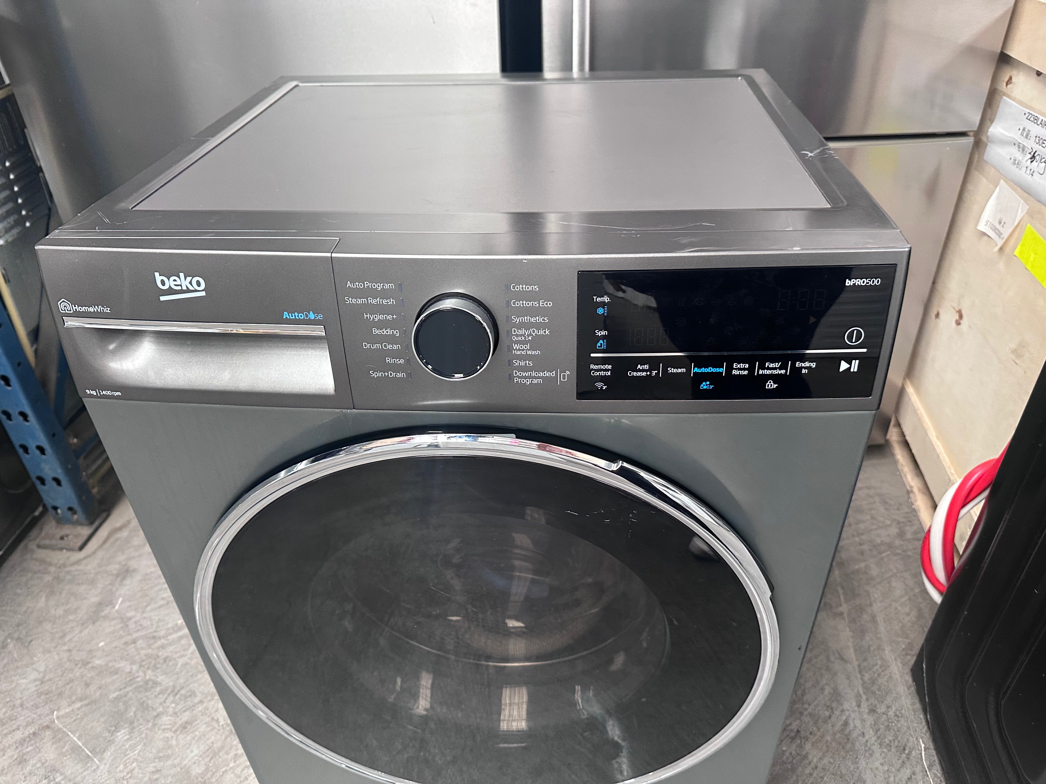 Beko BFLB904ADG 9kg Auto Dose Front Load Washing Machine - Graphite (Factory Second) | Energy Efficient Laundry Solution for Apartments & Small Homes