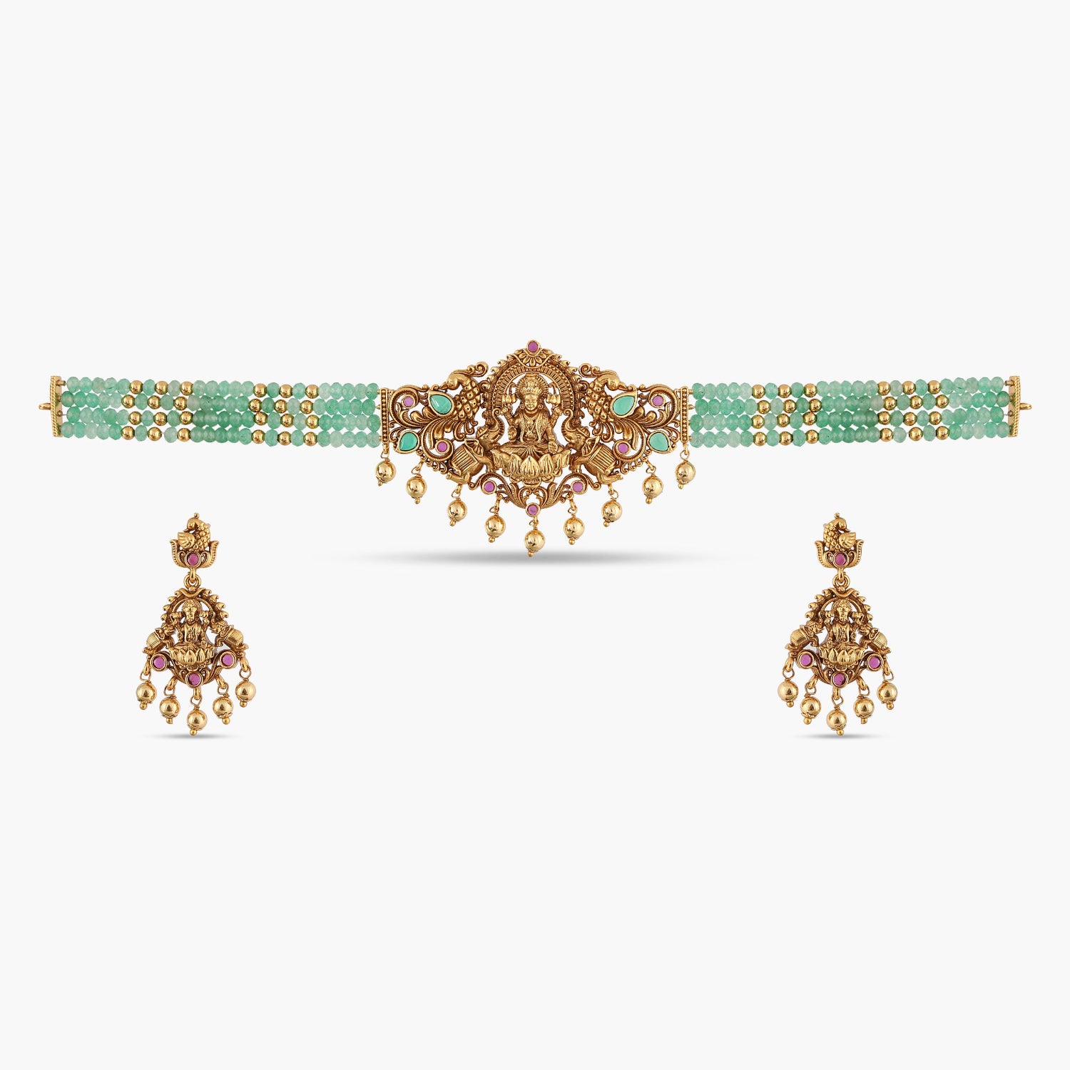Vaishnavi Antique Choker Necklace Set - Vintage Indian Jewelry for Women - Perfect for Weddings, Parties & Ethnic Fashion
