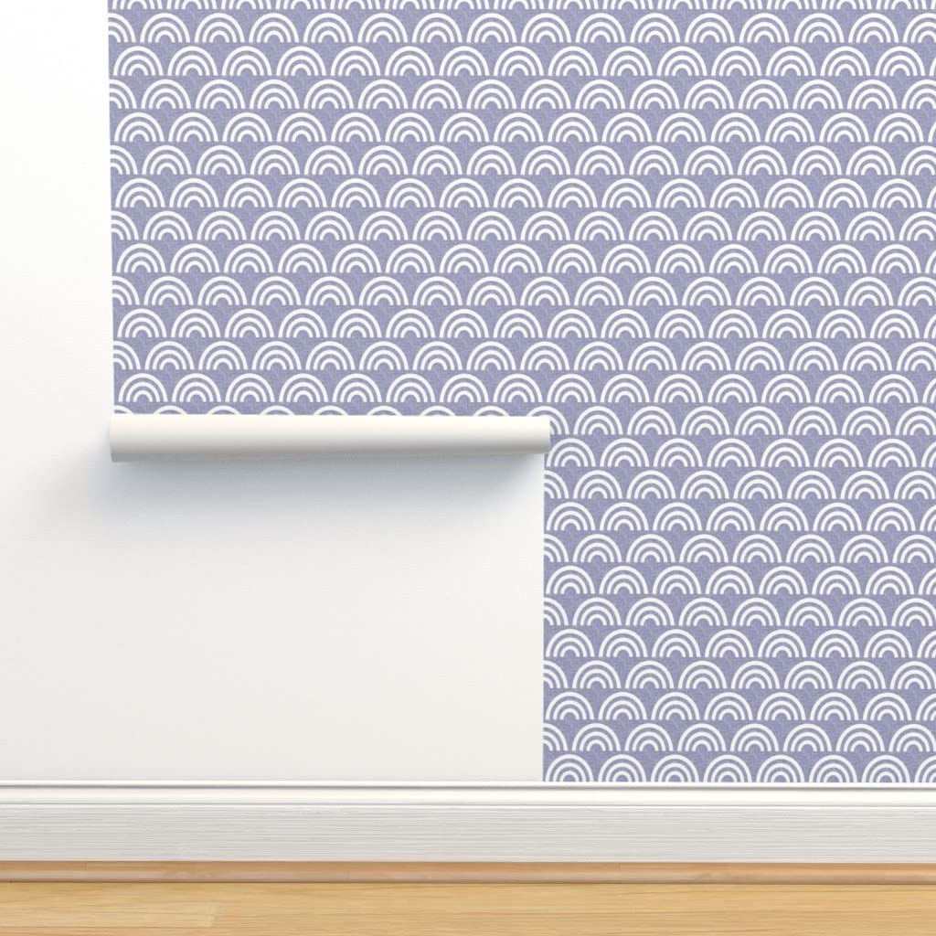 Commercial Grade Wallpaper 27ft x 2ft - Rainbow Baby Gray Traditional Peel & Stick Wallpaper by Spoonflower | Perfect for Nursery, Kids Room, and Home Decor