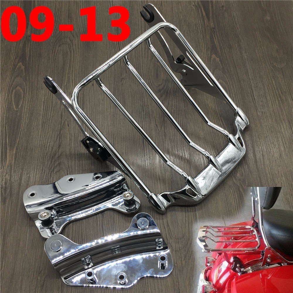 2009-2013 Harley Davidson Road King SM Air Wing Two-Up Luggage Rack with Hardware Kit - Heavy Duty Motorcycle Touring Accessory for Long Rides & Road Trips