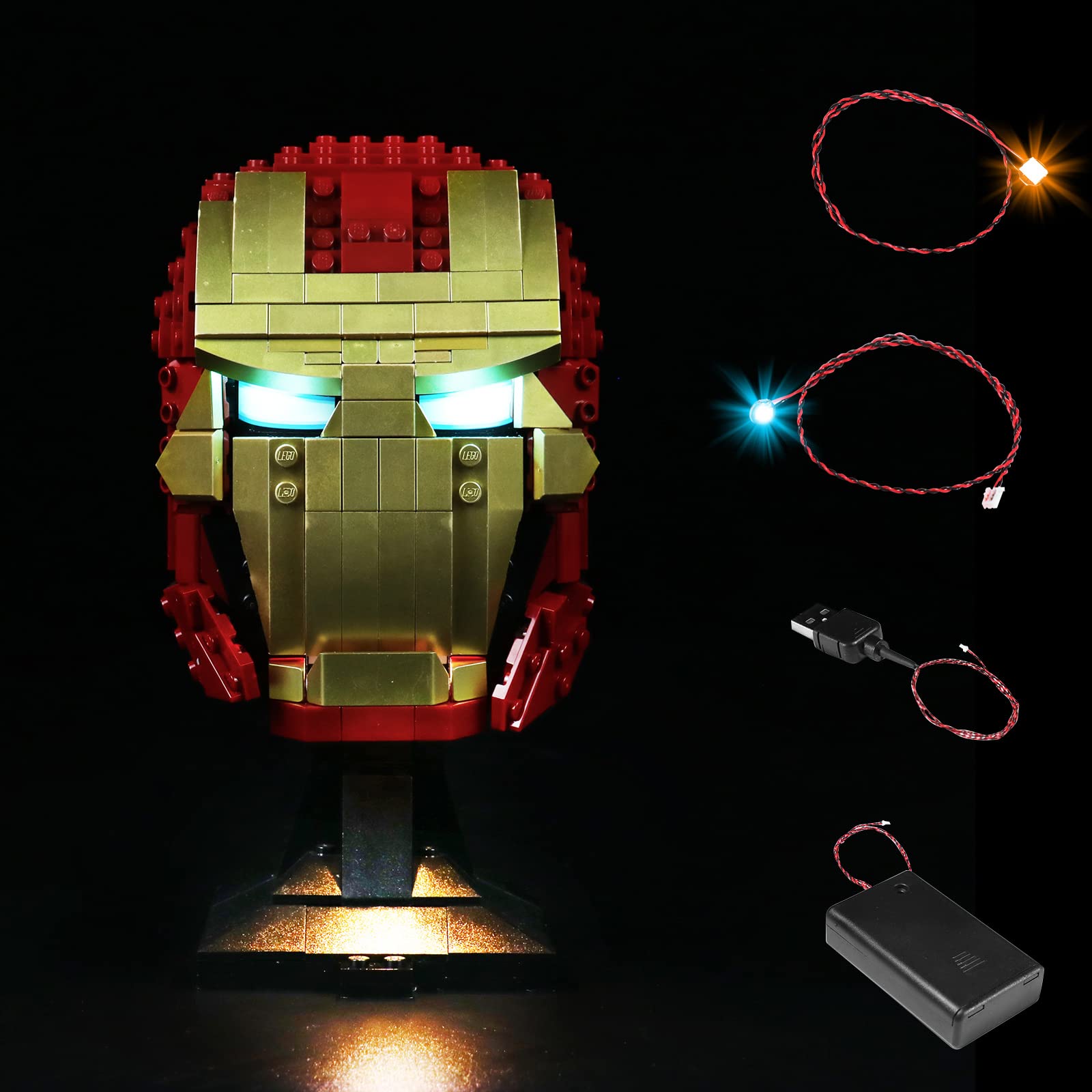 VONADO LED Light Kit for Lego Iron Man Helmet 76165 - DIY Lighting Set for Avengers Superhero Building Blocks (Lego Not Included) - Perfect for Display, Cosplay & Collectible Showcase