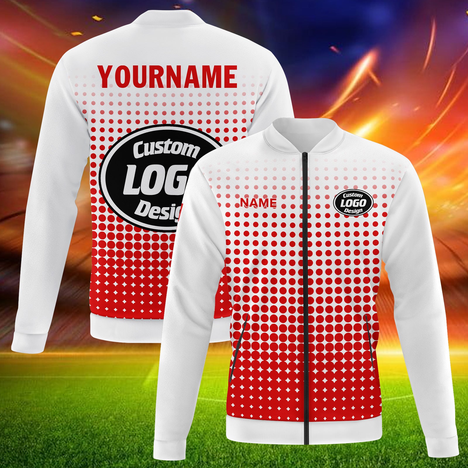 Custom Personalized Varsity Letterman Bomber Jacket with Full Snap - PR092 D020346 - Perfect for High School Sports, Team Uniforms & Casual Streetwear