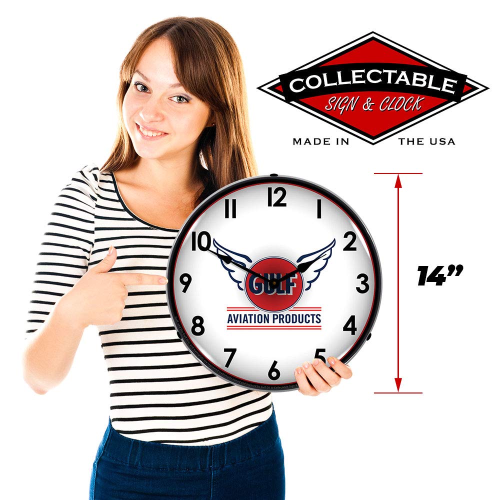 Vintage LED Wall Clock - 14 Inch Retro Lighted Clock for Home, Office & Aviation Enthusiasts | Perfect for Bedroom, Living Room & Pilot Gifts