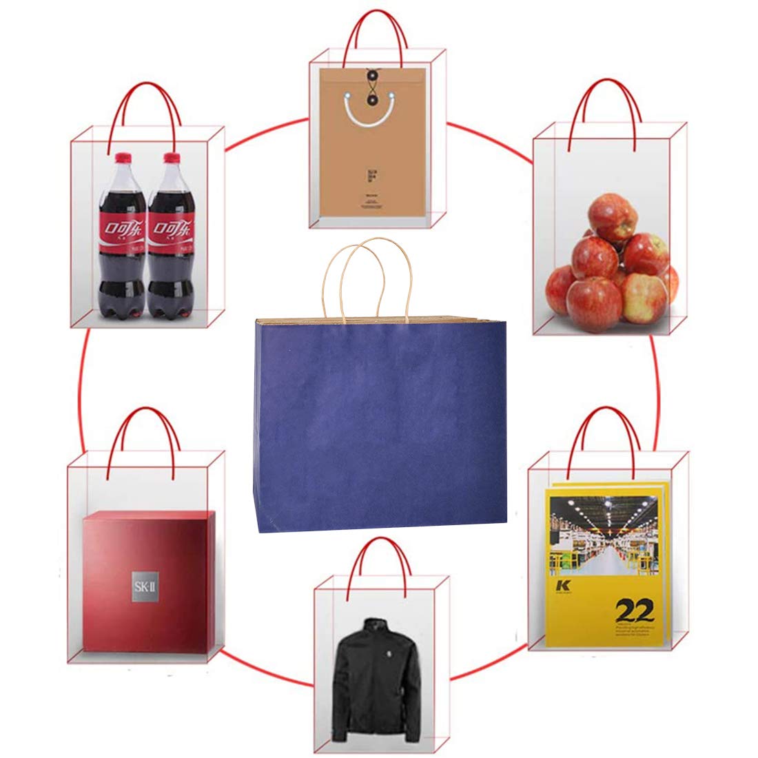 Premium AZOWA Large Kraft Paper Gift Bags with Handles - 12.5