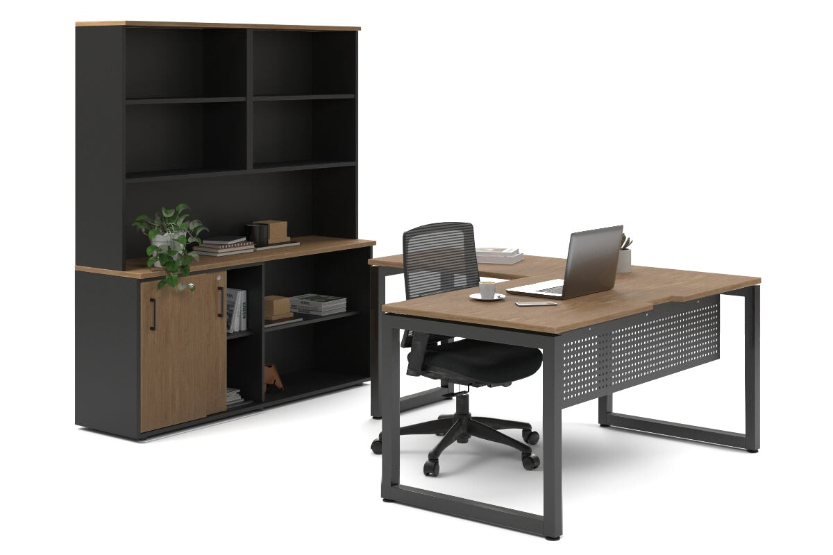 Premium L-Shaped Quadro Loop Legs Executive Desk - Black Metal Legs [1800L x 1800W with Cable Management Scallop] - Perfect for Home Office, Corporate Workspace & Modern Workstations