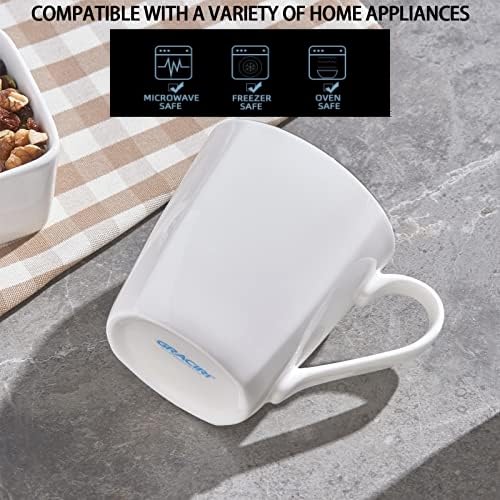 Premium 10oz Fine Bone China Coffee Mugs Set of 2 - 45% Bone Content Porcelain Cups with Handle for Coffee, Tea, Latte & Cappuccino - Microwave & Dishwasher Safe - Elegant White Lightweight Tea Cups for Home, Office & Restaurant Use