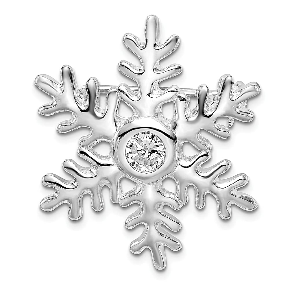 925 Sterling Silver Cubic Zirconia Snowflake Brooch Pin - Elegant Fine Jewelry for Women, Perfect Christmas Gift for Her - Ideal for Holiday Parties, Weddings & Special Occasions