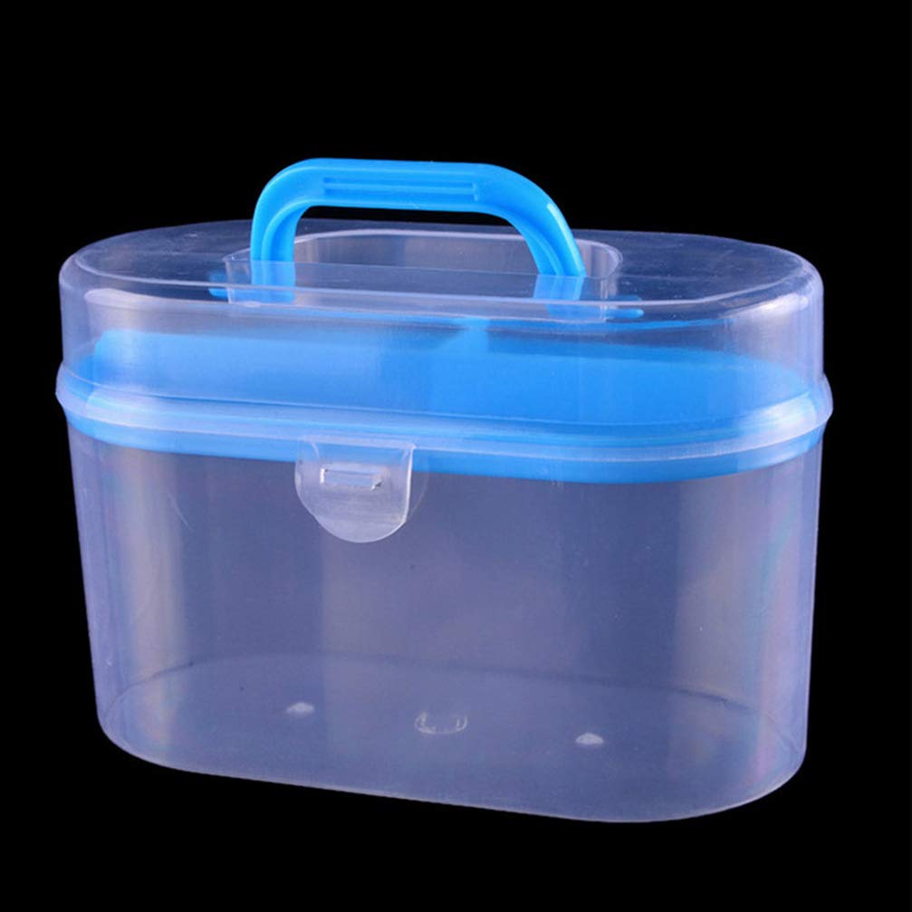 SUPVOX Double Layer Plastic Sewing Storage Organizer Box with Handle - Empty Knitting Container for Needles, Thread & Sewing Supplies (Random Color, 1Pc) - Perfect for Home Crafting, Travel & Sewing Projects