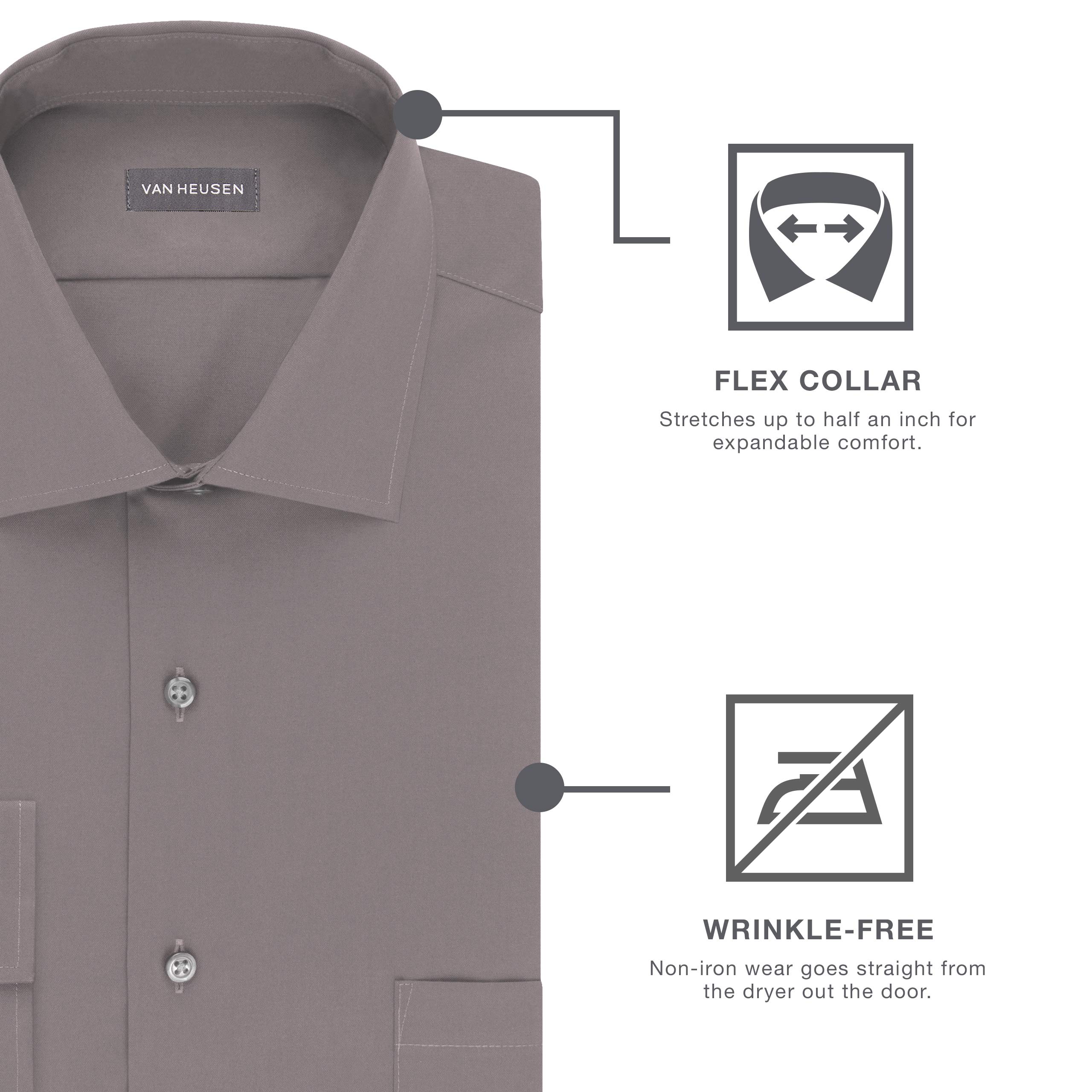 Van Heusen Men's Regular Fit Dress Shirt with Flex Collar - Classic Check Pattern for Business, Office & Formal Occasions