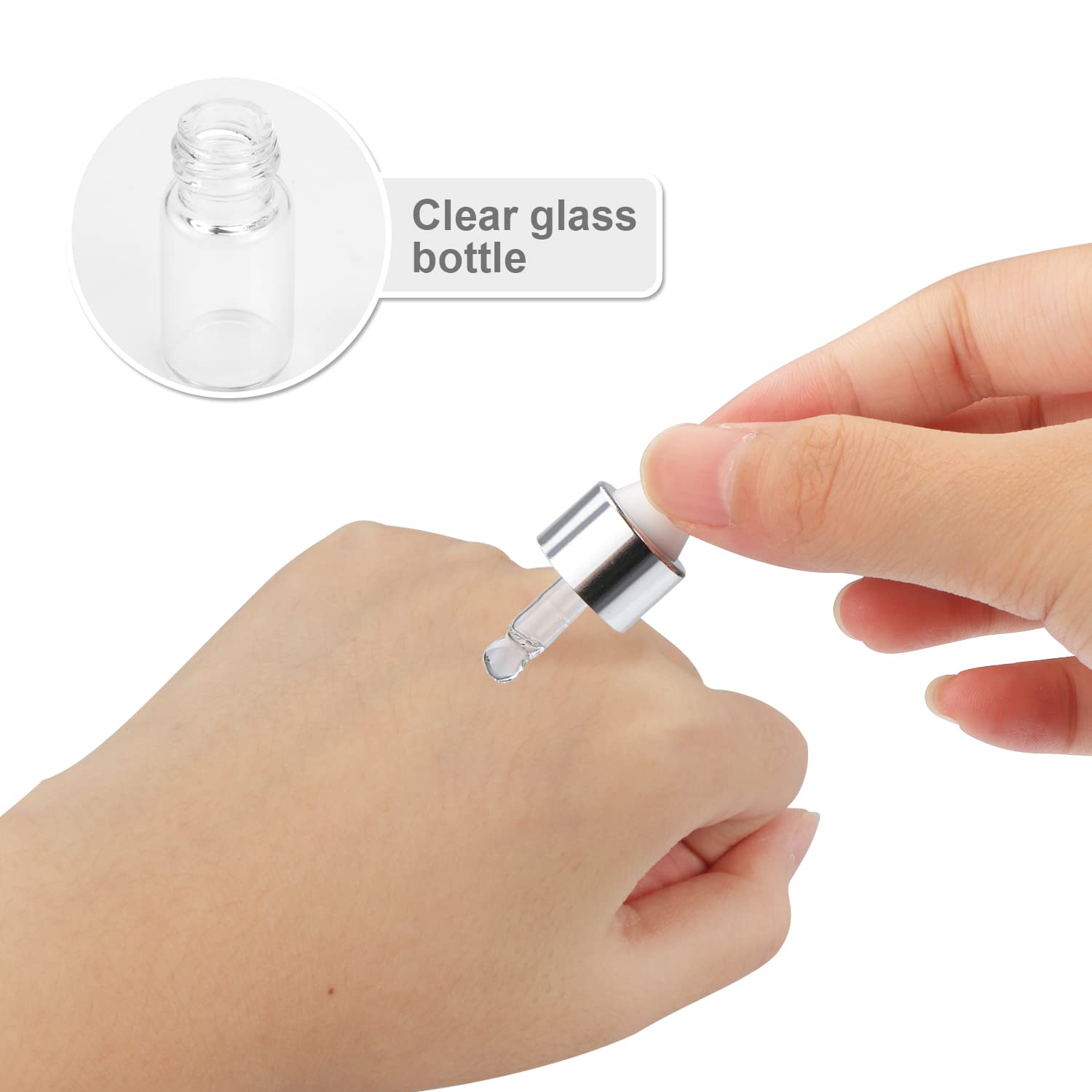 15 Pcs 3ml Clear Glass Dropper Bottles with Silver Lids - Essential Oil Bottles, Aromatherapy Perfume Vials, Refillable Sample Containers for DIY Blends, Travel & Home Use