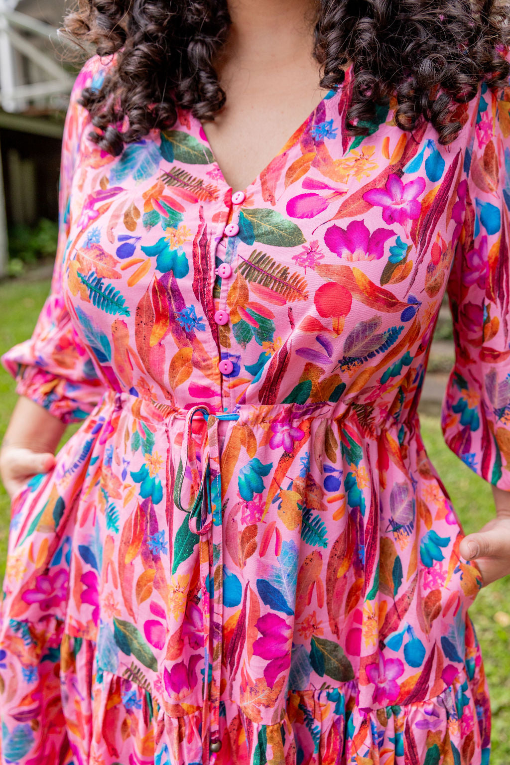 Kasey Rainbow Backyard Treasures Ziggy Dress - Floral Print Bohemian Maxi Dress for Women | Perfect for Beach Vacations, Summer Parties & Boho Fashion