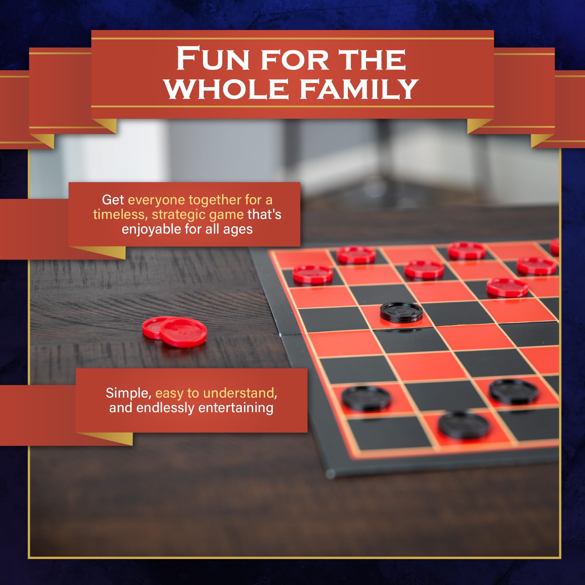 Continuum Games Checkers - Classic Family Board Game for Kids & Adults Ages 6-99 Years | Perfect for Family Game Nights, Birthday Gifts & Indoor Entertainment