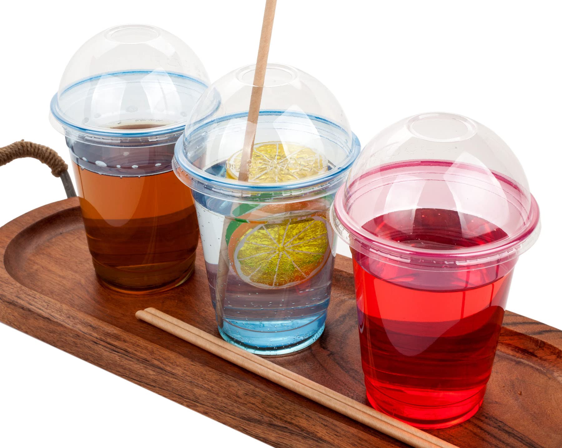 Golden Apple 12oz Color Cups Set - 30 Blue Plastic Cups with Clear Dome Lids (BPA Free) - Perfect for Parties, Picnics & Outdoor Events