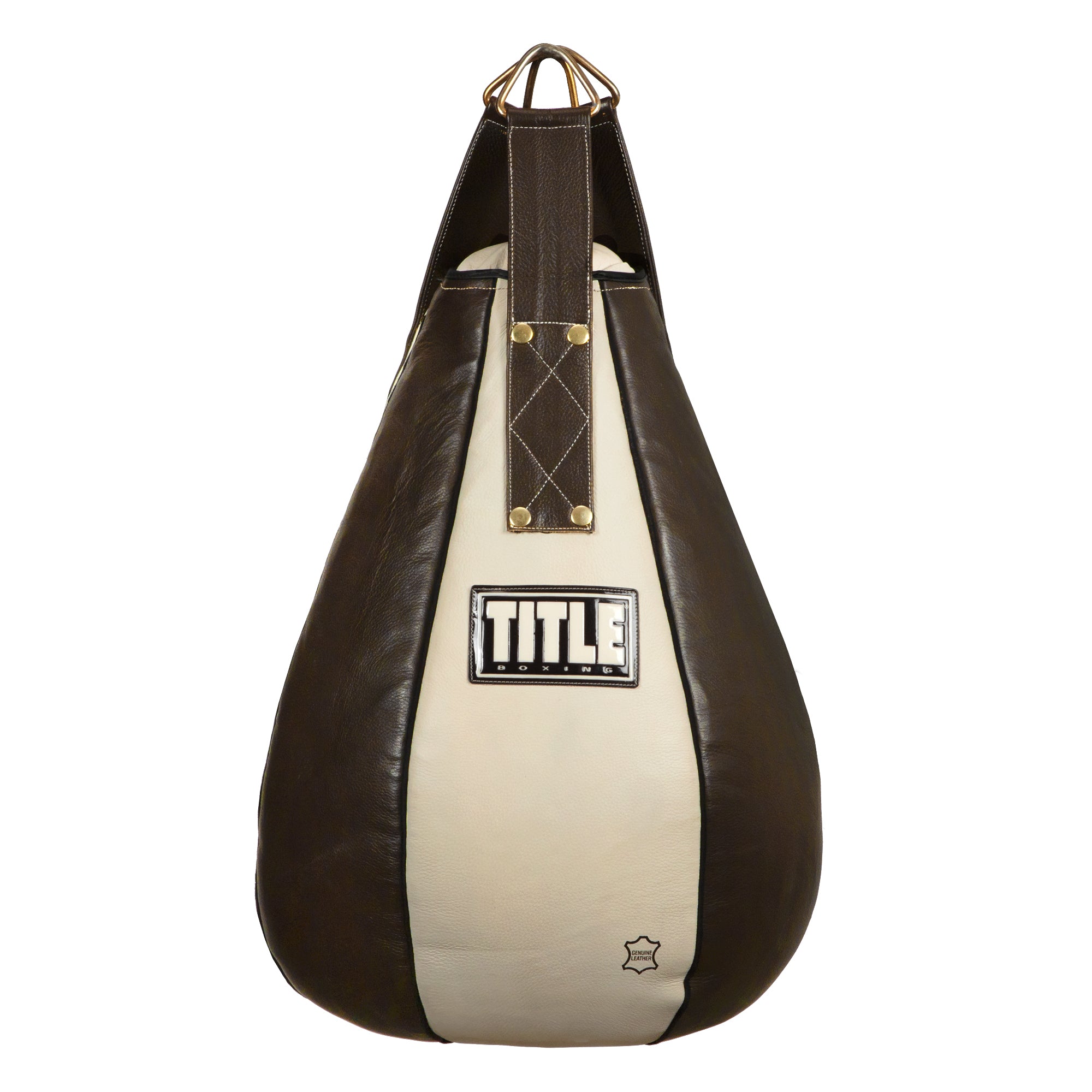 Vintage Leather Boxing Punching Bag - TITLE Boxing Genuine Leather Maize Training Bag for Home Gym, Boxing Workouts & MMA Training
