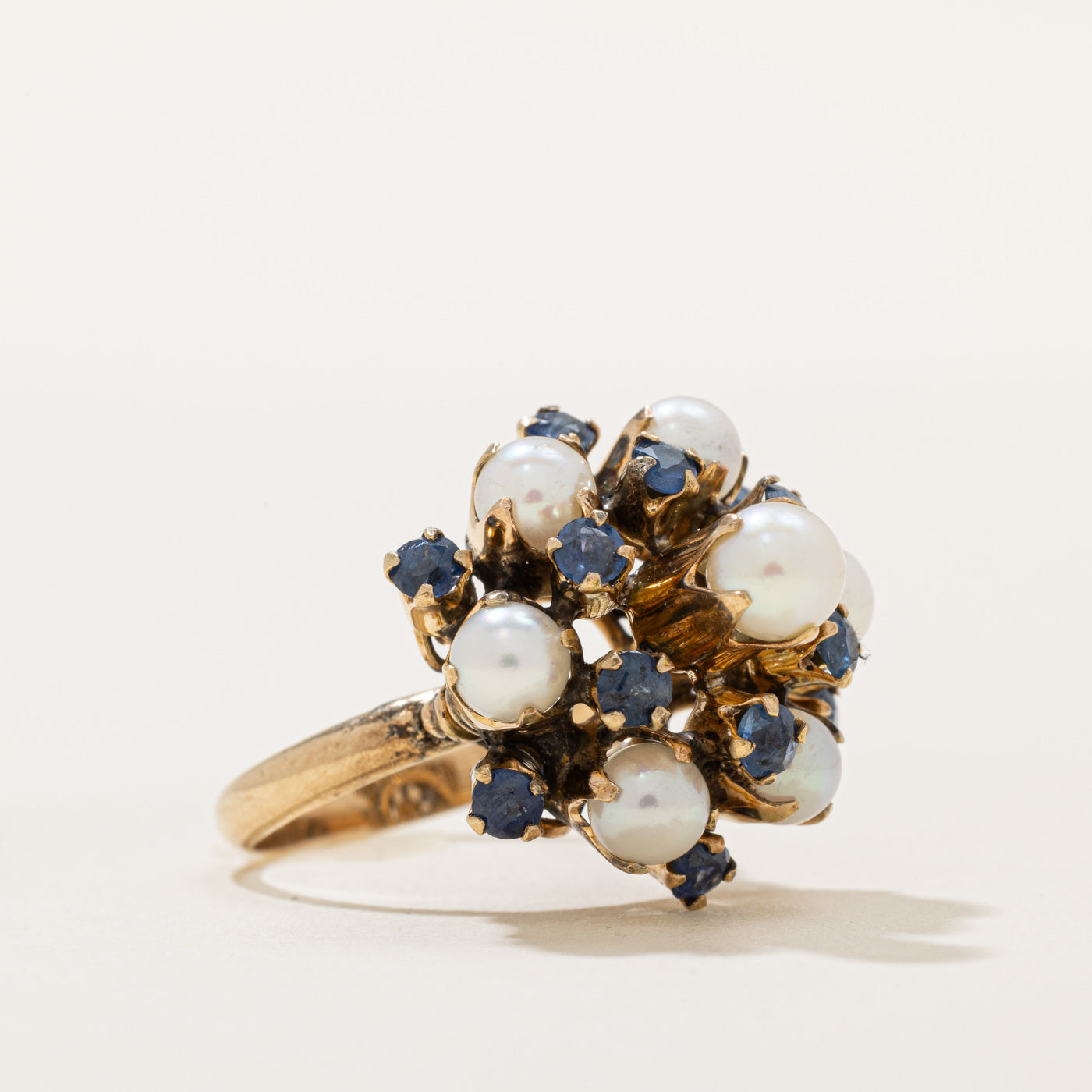 1.00ctw Sapphire & Pearl Cocktail Ring for Women - Size 5.75 | Elegant Vintage Style Jewelry for Parties, Weddings & Special Occasions