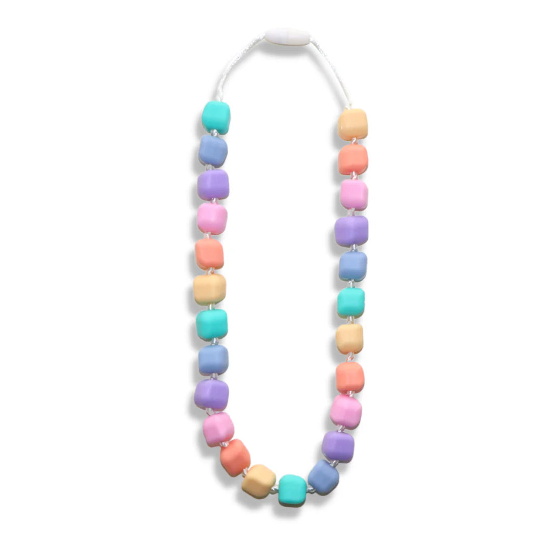 Pastel Rainbow Sensory Chew Necklace for Kids - Autism & ADHD Relief, Anxiety & Teething Soother - BPA-Free Silicone Teether for Boys & Girls - Perfect for School, Travel & Sensory Play