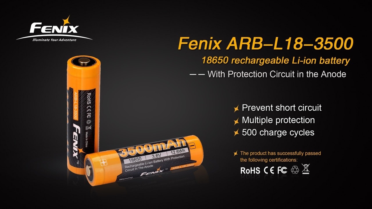 Fenix ARB L18 3500mAh High Capacity Rechargeable 18650 Lithium Battery - Perfect for Flashlights, Vaping Devices & Portable Electronics